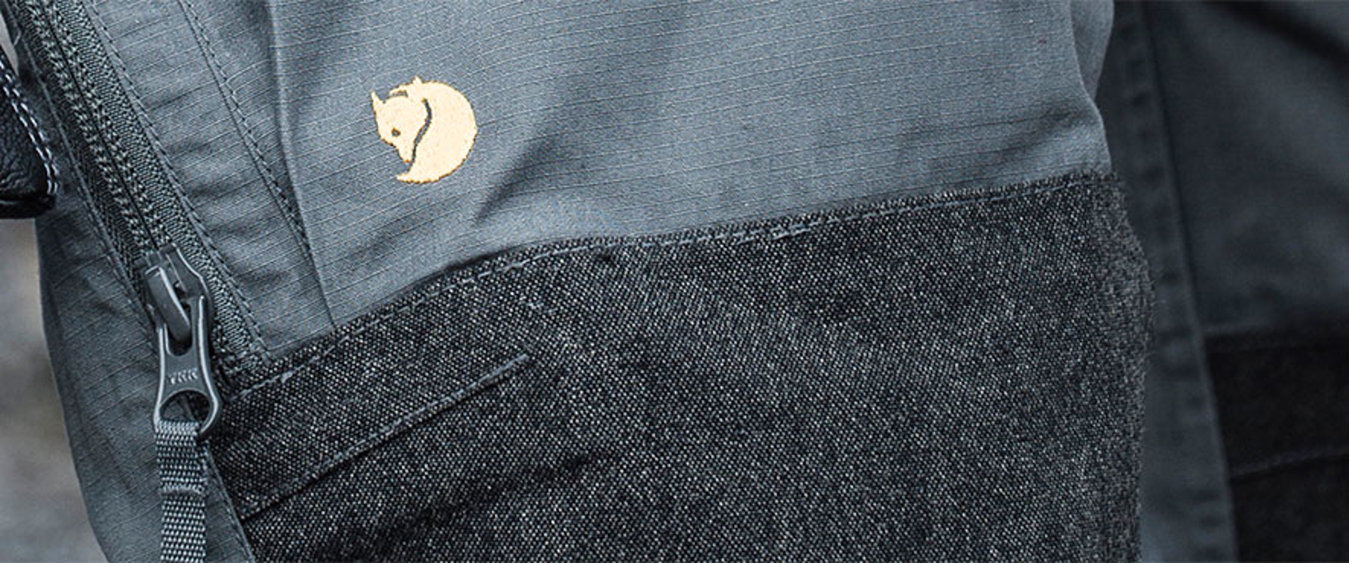 Closeup of leg zipper on pants